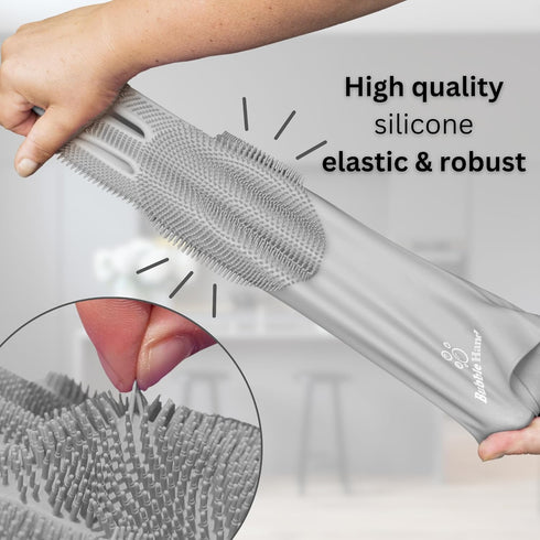 Dog Washing Gloves with Bristle Scrubbers, Reusable Silicone Gloves for Bathing and Grooming (Gray)