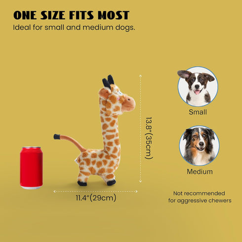 Nocciola Twistable Giraffe Dog Toy, Stuffed Plush Toy for Small Medium Breeds, Interactive Tug of War Toy