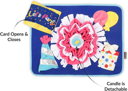P.L.A.Y. Cute Snuffle Mat for Dogs - Birthday Themed Interactive Food & Treat Mat for Puppies Dogs - Enrichment Toy