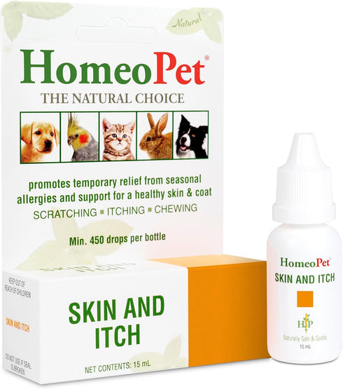 HomeoPet Skin and Itch Relief for Dogs and Cats, Natural Coat Soother, 15 Milliliters