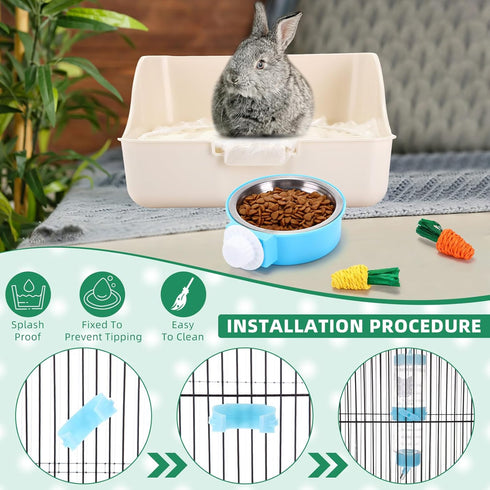 34 Set Pcs Rabbit Starter Kit Rabbit Litter Box Small Animal Water Bottle Stacking Cups Bunny Tunnels Animal Grooming