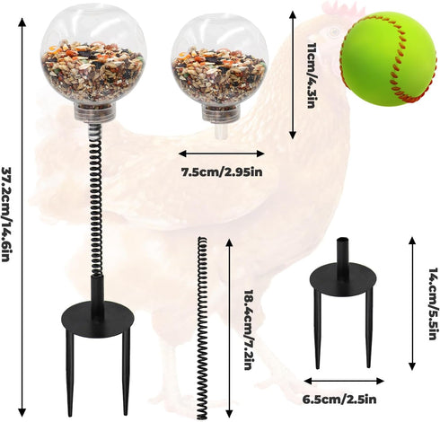 MinrzPet Chicken Treat Dispenser, Chicken Enrichment Toys with Spring and Ground Stake, Feeder for Coop, Coop