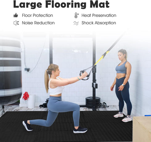 12 1/2" Tangkula Tiles Exercise Flooring Mats with Border, Non-Slip EVA Foam Protective Mats, Elastic Puzzle Play Mats