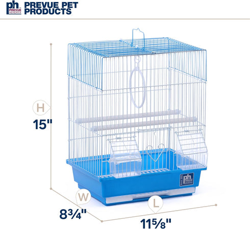 Prevue Pet Products Flat Top Economy Cage, Blue Plastic Base, for Parakeet and Small Birds
