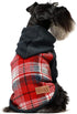 Fitwarm Tartan Plaid Dog Hoodie, Knitted Sweater for Small Dogs, Cat Fleece Lined Winter Outfit, Red & Navy Blue