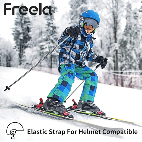Freela Kids Ski Snowboard Goggles - Anti Fog Anti UV Goggles for Toddler(3-14) Girls Boys Snow Skiing Equipment