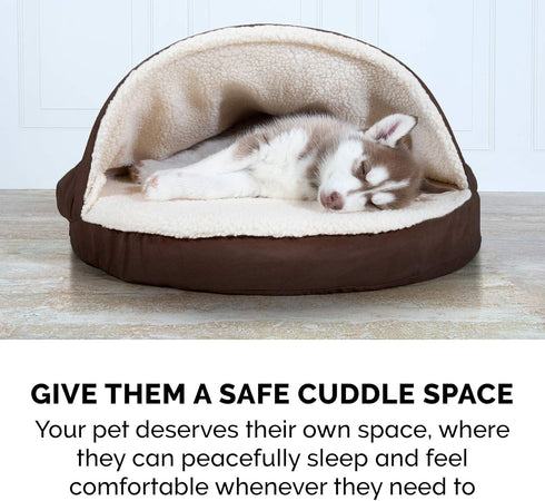 Furhaven 26" Round Memory Foam Dog Bed for Medium/Small Dogs, Removable Washable Cover, Espresso