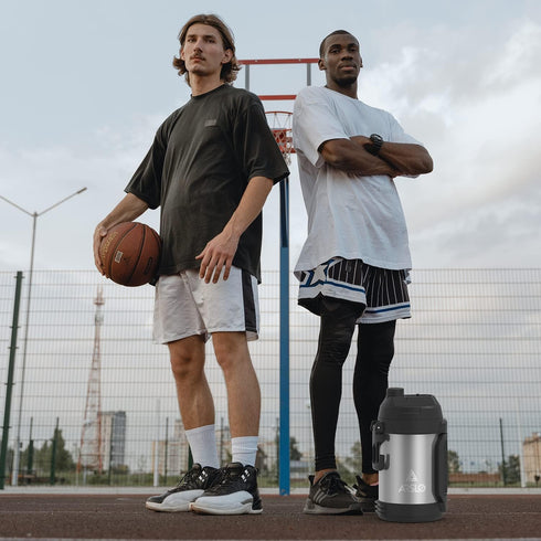 24 128 Sports Water Jug - Gallon Water Bottle - Large Insulated Stainless Steel Bottle for Gym, Workouts, Basketball