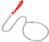 Chain Dog Leash with Leather Handle 4 Feet Red