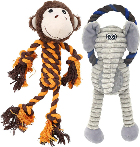 Rope Dog Toys for Small Dogs, Tug of War Toys, Squeaky Toys to Keep Them Busy, Interactive for Aggressive Chewers