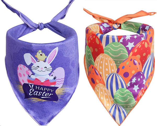 2 Pack Dog Easter Bandana - Triangle Bibs Pet Scarf for Small to Large Dogs and Cats