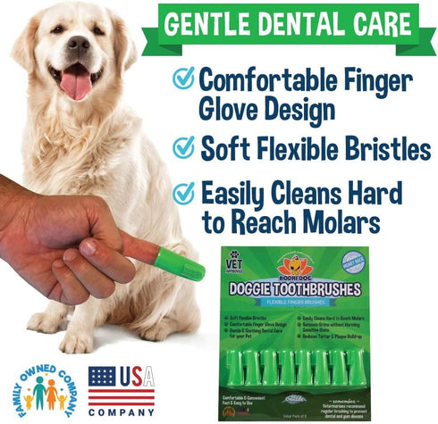 Bodhi Dog Finger Toothbrush - 8 Count for Dogs & Cats with Soft Silicone Bristles for Easy Dental Care