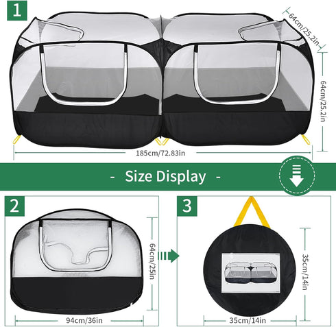 Jhua Pet Playpen for Small Animals, Portable Chicken Run with Detachable Bottom and Cover, Foldable Chicken Coop Indoor