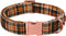 Lionet Paws Boy Dog Collar, Comfortable Adjustable Cute Orange Black Grid Collar for Male Dogs, Neck 10-16 inches