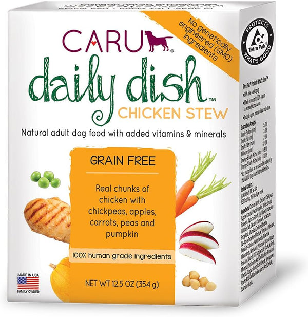 Caru Daily Dish Chicken Stew, Natural Adult Wet Dog Food with Real Chicken Chunks, Non-GMO Ingredients (12.5 Oz)