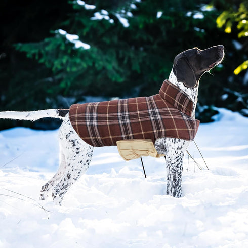 Kuoser Waterproof Dog Coat, Reversible Jacket for Large Dogs, Adjustable Winter Coat for Cold Weather, Brown L
