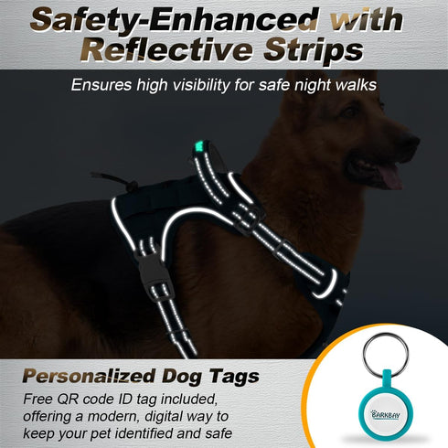 BARKBAY Service Dog Vest | Tactical Dog Harness for Medium Large Dogs | No Pull, Adjustable, Reflective, Legion Blue, L