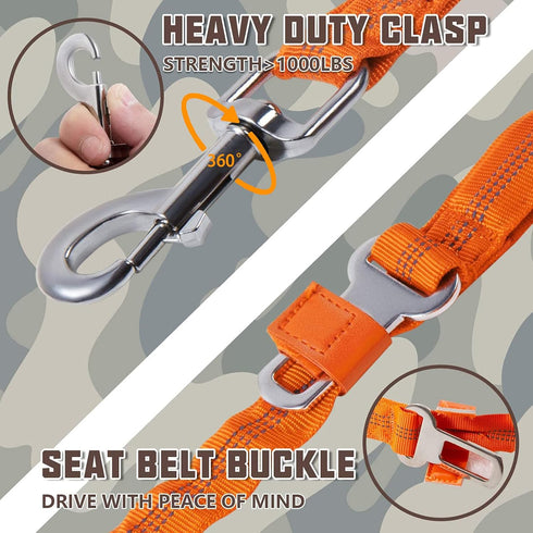 AUROTH 6FT/4.5FT Dog Leash for Large Dogs, Heavy Duty Bungee, No Pull with 2 Padded Handles, Orange
