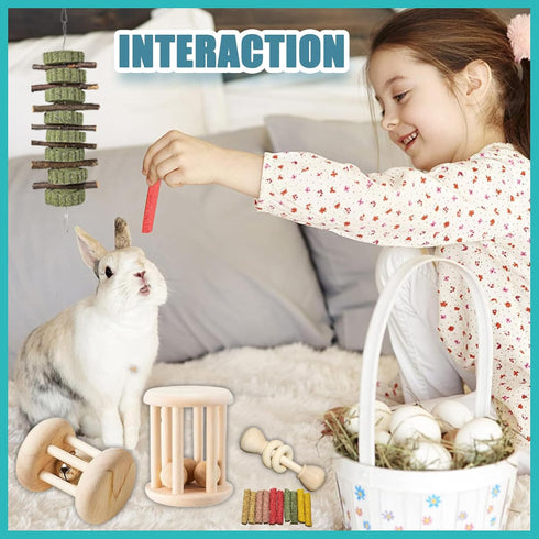 QWR 23 Chinchillas, PCS Natural Wooden Rabbit Toys,Safe Bunny Chew Toys for Teeth,Grass Timothy Sticks,Sweet
