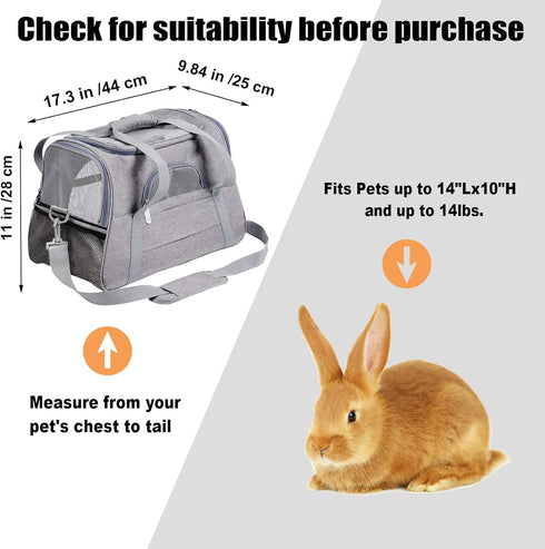 kathson Rabbit Travel Carrier Bag Airline Approved Pet Pocket Breathable Mesh Window Portable Hand Bag with Locking
