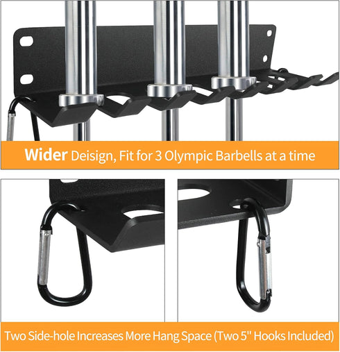 Home Gym Storage, Heavy-Duty Barbell Holder for Olympic Barbell, Kettlebells, and Workout Equipment