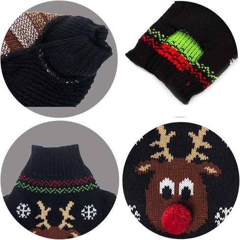 Dog Sweater for Christmas, Cartoon Reindeer Knitwear, Warm Clothes for Pet Cat