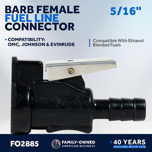 Five Oceans 5/16-Inch Barb Female Fuel Line Quick Connector, OMC/Johnson/Evinrude, Built with Durable Materials, Compatible with Ethanol Blended Fuels - FO2885