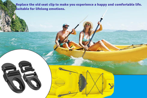Kayak Seat Repair Kit with Seat Clips and Hooks, 4 Sets in Black for Lifetime Emotion Pack