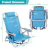 5 Backpack Folding Beach Chair, Position Portable Foldable Camping Chair with Headrest, Cup Holder, and Armrests,Blue