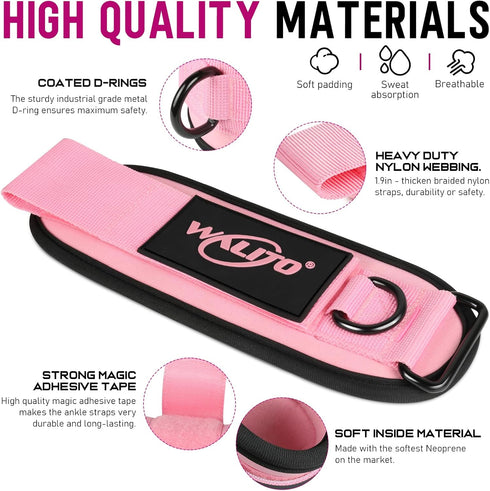 WALITO Ankle Resistance Bands with Cuffs, Exercise Bands for Legs and Butt, Booty Workout Equipment