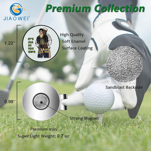 JIAOWEI Enamel Golf Ball Marker with Magnetic Hat Clip - Funny Golf Accessories - Great Gift for Golf Lovers