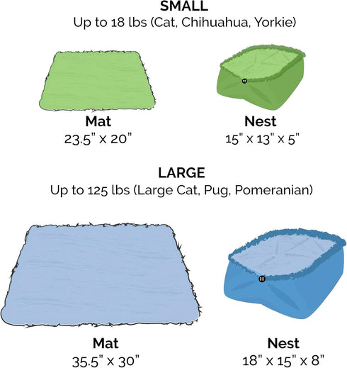 Furhaven Self-Warming Cat Bed for Indoor Cats, 4-Beds-in-1, Washable Plush Faux Fur Cuddler, Small, Spruce