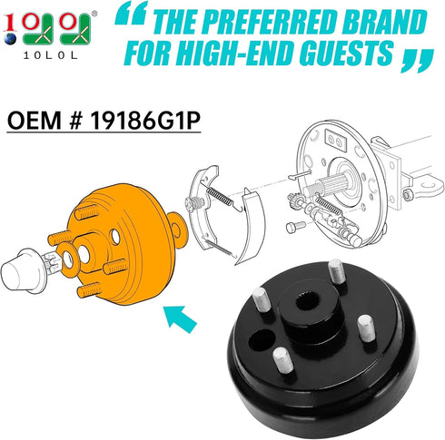 Golf Cart Brake Drum Hub Assembly for EZGO TXT PDS 1982-up Electric & 1982-1993 2-Cycle Gas, Replace OEM# 19186G1P