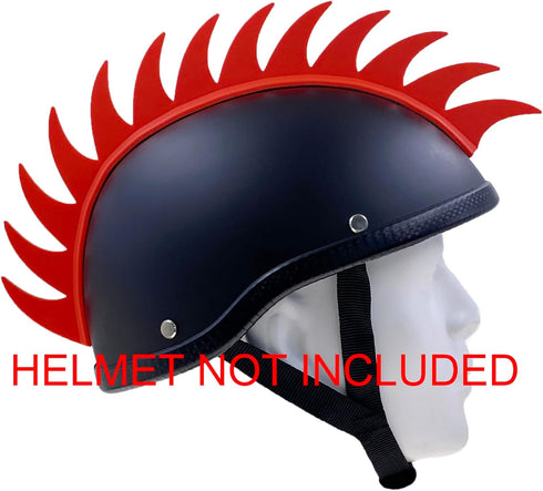 Punk Rubber Mohawk Warhawk Wig Accessory, Stick On Helmet for Ski Skate Bike Biker (Sharkfin - Red)