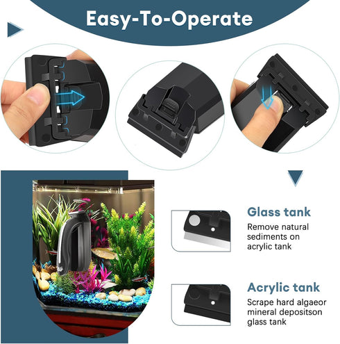 2 AQQA Aquarium Magnet Glass/Acrylic Cleaner,Fish Tank Cleaner Brush,Magnetic Algae Scrapers Cleaning Tools