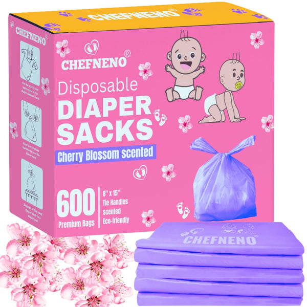 Disposable Diaper Bags (600 ct.) Cherry Blossom Scented Easy Tie Handles Scented