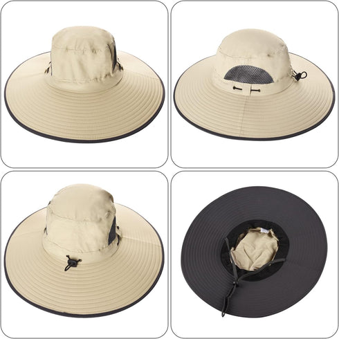 New Size L-XXL Wide Brim Fishing Sun Hat for Men - UPF 50+ Waterproof Breathable Safari Hat