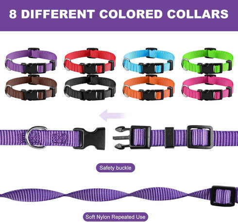 PARTNER Puppy ID Collars, Super Soft Nylon Adjustable Breakaway Collars for New Born Pets with Record Keeping Charts