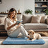 Dog Bed Mat, Reversible Dog Crate Pad, Soft Washable Kennel Mat (Cool and Warm) for Small Medium Dogs (18''x13'', Blue)
