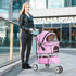 3 BestPet Wheels Pet Dog Stroller Cat Cage Jogger Stroller Cats Travel Folding Carrier Waterproof with Cup Holder