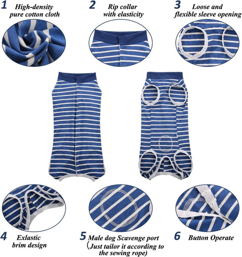 SAWMONG Blue Dog Recovery Suit, Post-Surgery Onesie for Female Dogs, XX-Large Size