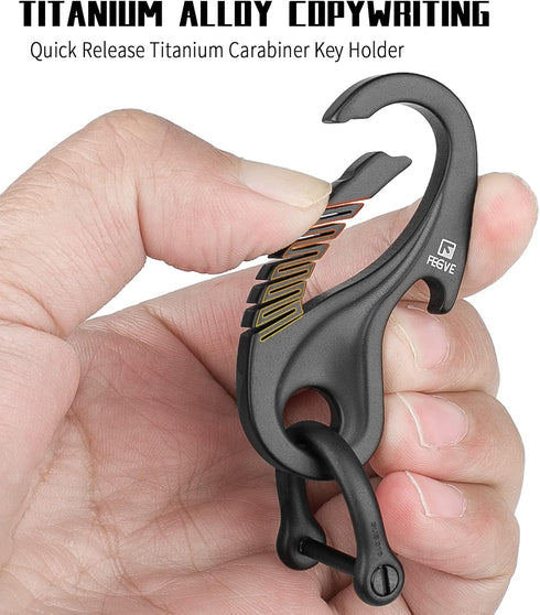TISUR Titanium Carabiner Key Holder - Anti-Lost Quick Release Heavy Duty Bottle Opener Car Key Chain for Men