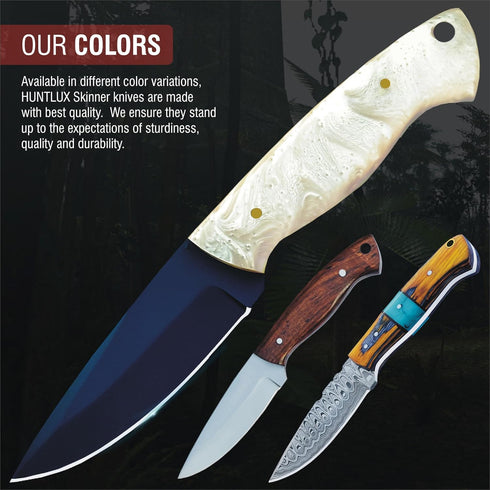 Handmade 8" Stainless Steel Hunting Knife with Sheath, Sharp Skinning Knife, Full Tang Survival Knife for Camping