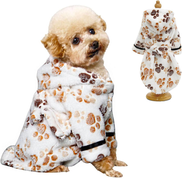 Junchl Small Dog Bathing Towel, Adjustable Dog Bath Robe for Cold Weather, Puppy