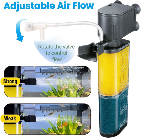 400GPH 30~100 Fish Tank Filter, Ultra Quiet Submersible Sponge Filter for Gallon Aquariums Easy-Clean Bio Sponge