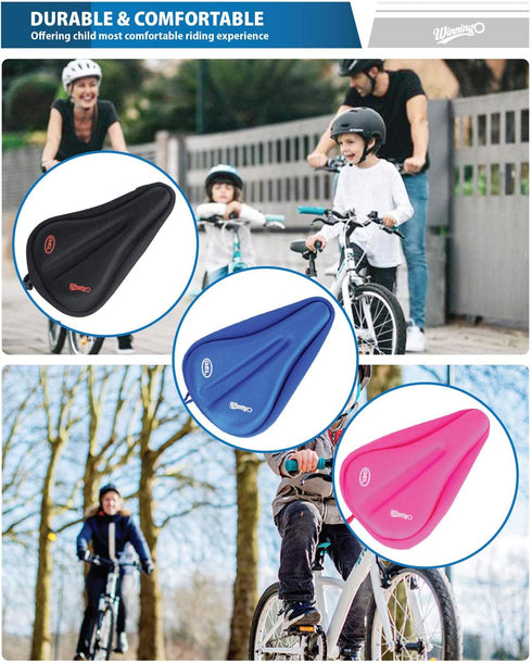 Gel Kids Bike Seat Cushion Cover, Anti-Slip Comfortable Adjustable Small Bicycle Saddle Pad, 9'' x 6''