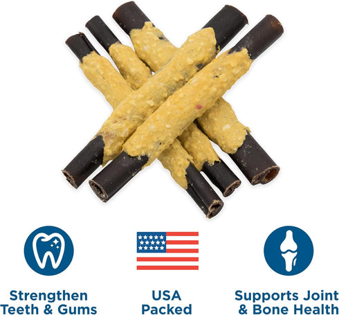 Best Bully Sticks - All Natural Cheese Wrapped Beef Collagen Sticks, 6 Inch, 12 Pack, Long Lasting Dog Chew
