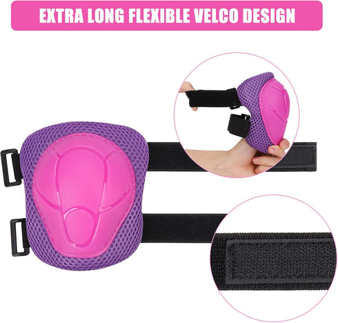 SAMIT Knee Pads for Kids 3-8 Years, Boys Girls Protective Gear Set, Toddler Knee and Elbow Pads with Wrist Guards, 6 in