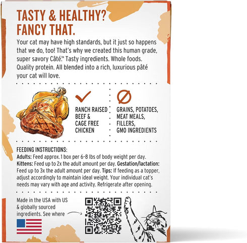 5.5 oz (Pack 12) The Honest Kitchen Human Grade Ct Grain Free Beef & Chicken Pt Wet Cat Food