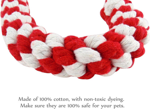 Candy Cane Rope Toy - Puppy Chew Dog Toys, Interactive Cotton Rope Toys for Medium & Large Dogs